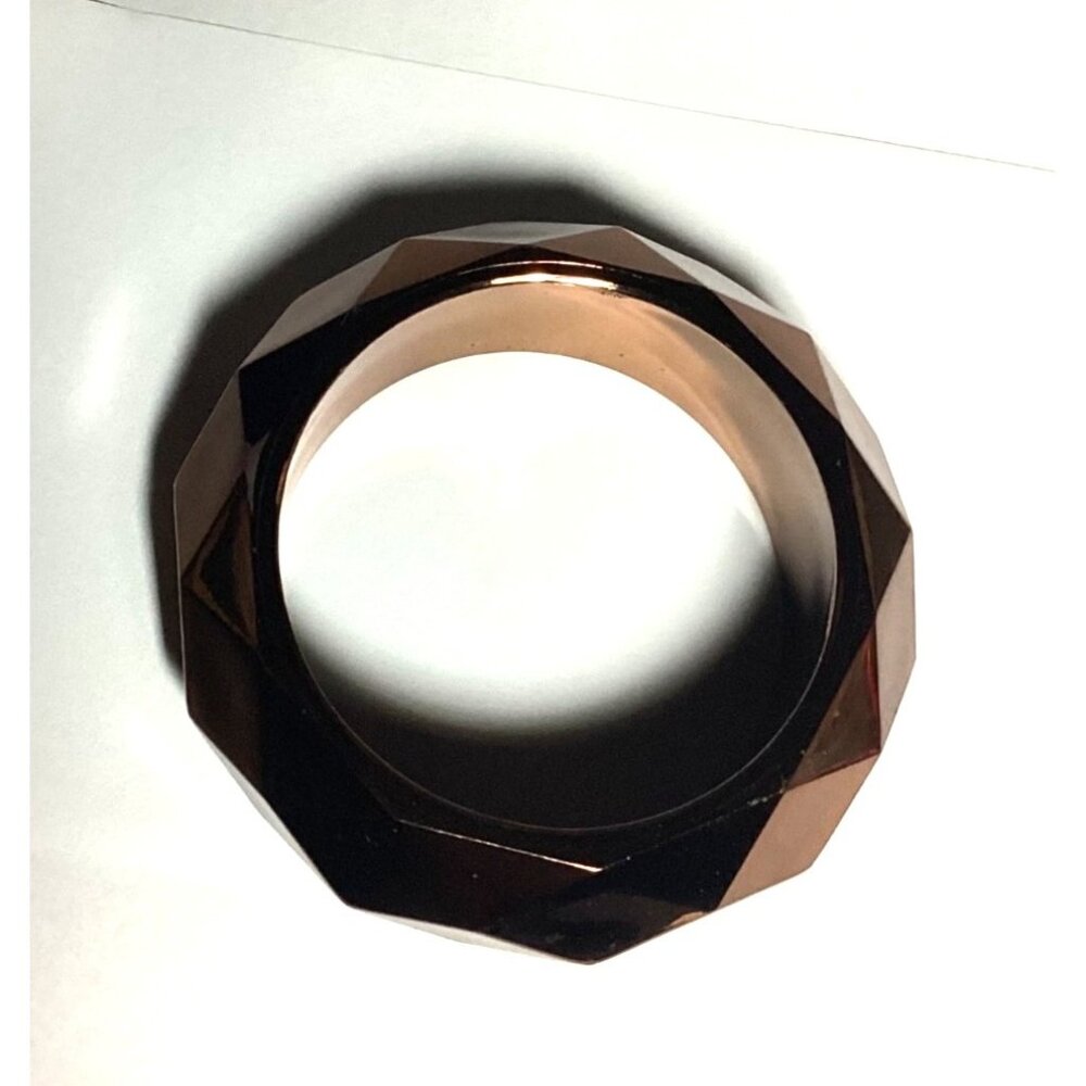 Vintage Chunky Honeycomb Faceted Lucite Bangle Bracelet Opaque Metallic Brown - Picture 6 of 7